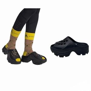 Adidas x Stella McCartney Clogs Size 9 Black Comfort Slides Platform